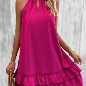 Hey Darlin’ Ruffle Halter Keyhole Cutout Mini Dress